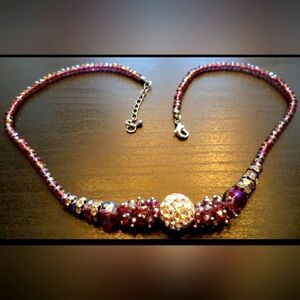 STUNNING VINTAGE RHINESTONE GLASS BEADED 20 1/2" NECKLACE